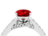 White gold Oval Cut Diamond Solitaire Ring with Pavé Band and Prong Setting_4