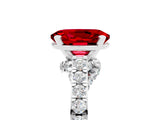 White gold Oval Cut Diamond Solitaire Ring with Pavé Band and Prong Setting_5