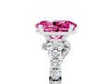 White gold Oval Cut Diamond Solitaire Ring with Pavé Band and Prong Setting_5