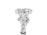 White gold Oval Cut Diamond Solitaire Ring with Pavé Band and Prong Setting_5