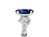 White gold Oval Cut Diamond Solitaire Ring with Pavé Band and Prong Setting_5