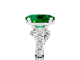 White gold Oval Cut Diamond Solitaire Ring with Pavé Band and Prong Setting_5