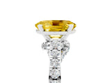 White gold Oval Cut Diamond Solitaire Ring with Pavé Band and Prong Setting_5