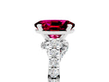 White gold Oval Cut Diamond Solitaire Ring with Pavé Band and Prong Setting_5