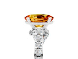 White gold Oval Cut Diamond Solitaire Ring with Pavé Band and Prong Setting_5