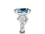 White gold Oval Cut Diamond Solitaire Ring with Pavé Band and Prong Setting_5