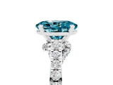 White gold Oval Cut Diamond Solitaire Ring with Pavé Band and Prong Setting_5