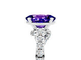 White gold Oval Cut Diamond Solitaire Ring with Pavé Band and Prong Setting_5