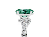 White gold Oval Cut Diamond Solitaire Ring with Pavé Band and Prong Setting_5