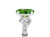 White gold Oval Cut Diamond Solitaire Ring with Pavé Band and Prong Setting_5