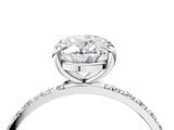 14K White Gold 1.56 Carat F VS1 Oval Diamond Solitaire Ring with Round Pavé Band and Prong Setting