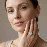14K White Gold 1.56 Carat F VS1 Oval Diamond Solitaire Ring with Round Pavé Band and Prong Setting