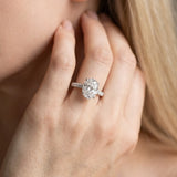 14K White Gold 1.56 Carat F VS1 Oval Diamond Solitaire Ring with Round Pavé Band and Prong Setting