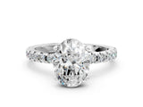 White gold Oval Cut Diamond Solitaire Ring with Round  Pavé Band and Four-Prong Setting_76