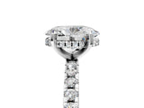 White gold Oval Cut Diamond Solitaire Ring with Round  Pavé Band and Four-Prong Setting_81