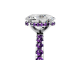White gold Oval Cut Diamond Solitaire Ring with Round with Amethyst side stone Pavé Band and Four-Prong Setting_41