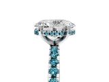 White gold Oval Cut Diamond Solitaire Ring with Round with Blue Topaz side stone Pavé Band and Four-Prong Setting_17