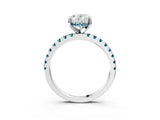 White gold Oval Cut Diamond Solitaire Ring with Round with Blue Topaz side stone Pavé Band and Four-Prong Setting_39