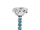 White gold Oval Cut Diamond Solitaire Ring with Round with Blue Topaz side stone Pavé Band and Prong Setting_29