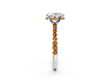 White gold Oval Cut Diamond Solitaire Ring with Round with Citrine side stone Pavé Band and Four-Prong Setting_14
