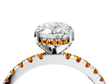White gold Oval Cut Diamond Solitaire Ring with Round with Citrine side stone Pavé Band and Four-Prong Setting_40