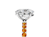 White gold Oval Cut Diamond Solitaire Ring with Round with Citrine side stone Pavé Band and Prong Setting_17