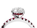 White gold Oval Cut Diamond Solitaire Ring with Round with Garnet side stone Pavé Band and Four-Prong Setting_16