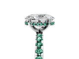 White gold Oval Cut Diamond Solitaire Ring with Round with Green Sapphire side stone Pavé Band and Four-Prong Setting_41