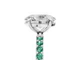 White gold Oval Cut Diamond Solitaire Ring with Round with Green Sapphire side stone Pavé Band and Prong Setting_17