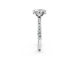White gold Oval Cut Diamond Solitaire Ring with Round with Moissanite side stone Pavé Band and Four-Prong Setting_14