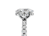 White gold Oval Cut Diamond Solitaire Ring with Round with Moissanite side stone Pavé Band and Four-Prong Setting_17