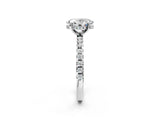 White gold Oval Cut Diamond Solitaire Ring with Round with Moissanite side stone Pavé Band and Four-Prong Setting_38