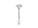 White gold Oval Cut Diamond Solitaire Ring with Round with Moissanite side stone Pavé Band and Prong Setting_14