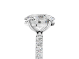 White gold Oval Cut Diamond Solitaire Ring with Round with Moissanite side stone Pavé Band and Prong Setting_17