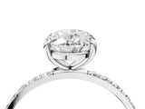 White gold Oval Cut Diamond Solitaire Ring with Round with Moissanite side stone Pavé Band and Prong Setting_4