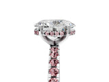 White gold Oval Cut Diamond Solitaire Ring with Round with Morganite side stone Pavé Band and Four-Prong Setting_17