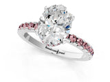 White gold Oval Cut Diamond Solitaire Ring with Round with Morganite side stone Pavé Band and Four-Prong Setting_25