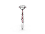 White gold Oval Cut Diamond Solitaire Ring with Round with Morganite side stone Pavé Band and Four-Prong Setting_26