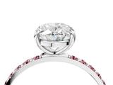 White gold Oval Cut Diamond Solitaire Ring with Round with Morganite side stone Pavé Band and Prong Setting_4