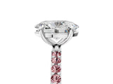 White gold Oval Cut Diamond Solitaire Ring with Round with Morganite side stone Pavé Band and Prong Setting_5