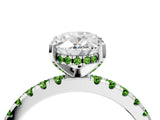 White gold Oval Cut Diamond Solitaire Ring with Round with Peridot side stone Pavé Band and Four-Prong Setting_16