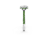 White gold Oval Cut Diamond Solitaire Ring with Round with Peridot side stone Pavé Band and Four-Prong Setting_2