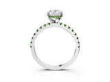 White gold Oval Cut Diamond Solitaire Ring with Round with Peridot side stone Pavé Band and Four-Prong Setting_39