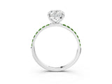White gold Oval Cut Diamond Solitaire Ring with Round with Peridot side stone Pavé Band and Prong Setting_15