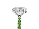 White gold Oval Cut Diamond Solitaire Ring with Round with Peridot side stone Pavé Band and Prong Setting_17