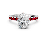 White gold Oval Cut Diamond Solitaire Ring with Round with Ruby side stone Pavé Band and Four-Prong Setting_36