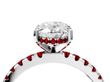 White gold Oval Cut Diamond Solitaire Ring with Round with Ruby side stone Pavé Band and Four-Prong Setting_40