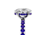 White gold Oval Cut Diamond Solitaire Ring with Round with Tanzanite side stone Pavé Band and Four-Prong Setting_5
