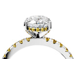 White gold Oval Cut Diamond Solitaire Ring with Round with Yellow Sapphire side stone Pavé Band and Four-Prong Setting_40