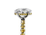 White gold Oval Cut Diamond Solitaire Ring with Round with Yellow Sapphire side stone Pavé Band and Four-Prong Setting_41